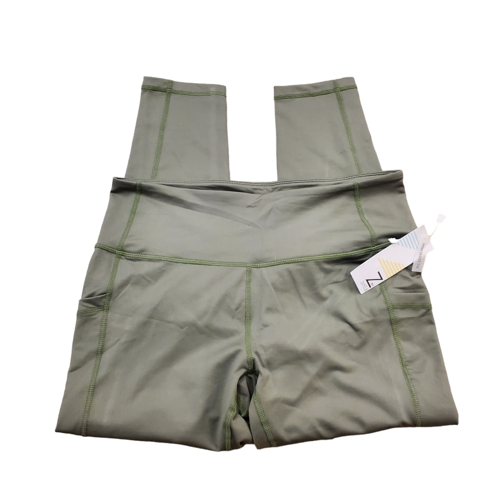 Zella High Waist 7/8 Daily Pocket Leggings Green- Size L